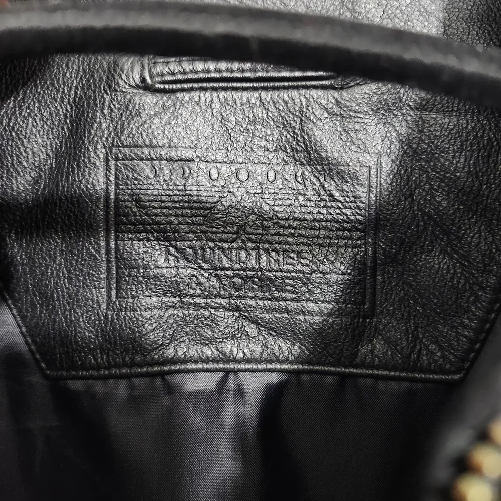Roundtree & Yorke Black Leather Bomber Jacket